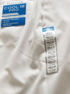 Haggar Cool 18 Pro White Flat-Front Dress Pants, Never Worn